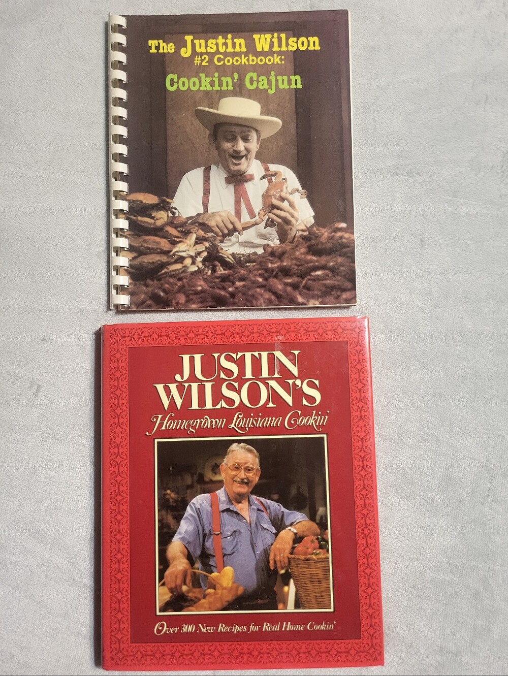 Vintage Justin Wilson Cookbooks Cookin' Cajun Set Of 2 80s 90s PBS